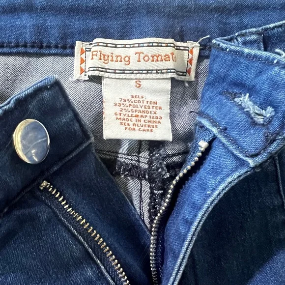 EUC X·Tied Up·X [Flying Tomato] High-Rise Boho Wide Leg Flare Blue Jeans | Small - Picture 4 of 11